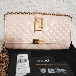 Versace Greca Goddess Mini Quilted Patent Leather Shoulder Bag